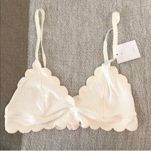 Off White Scallop Trim Bralette